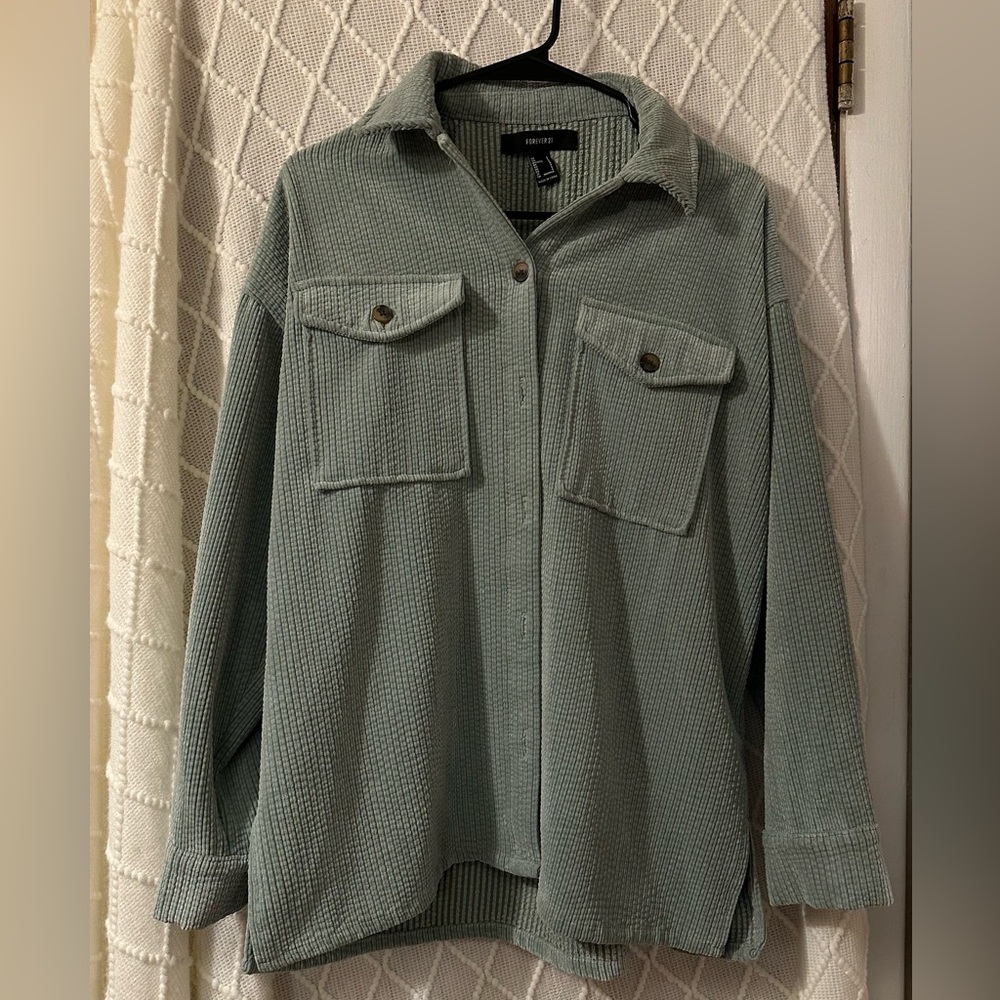 Light Green Corduroy Shacket